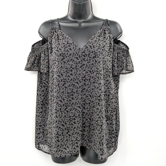 LOFT Cold Shoulder Disty Top Women Size XS Floral Office Corporate Flowy Capsule - Picture 1 of 9
